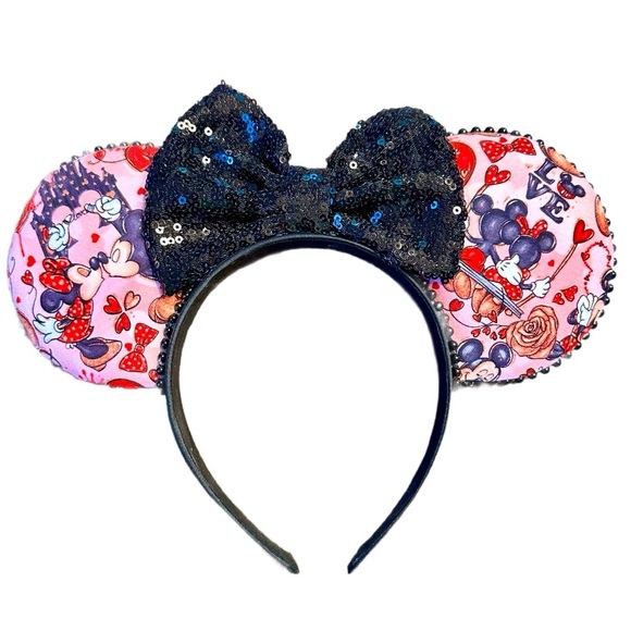 Disney Inspired Handmade Sequin Bow Mickey & Minnie Mouse Ears - NWOT